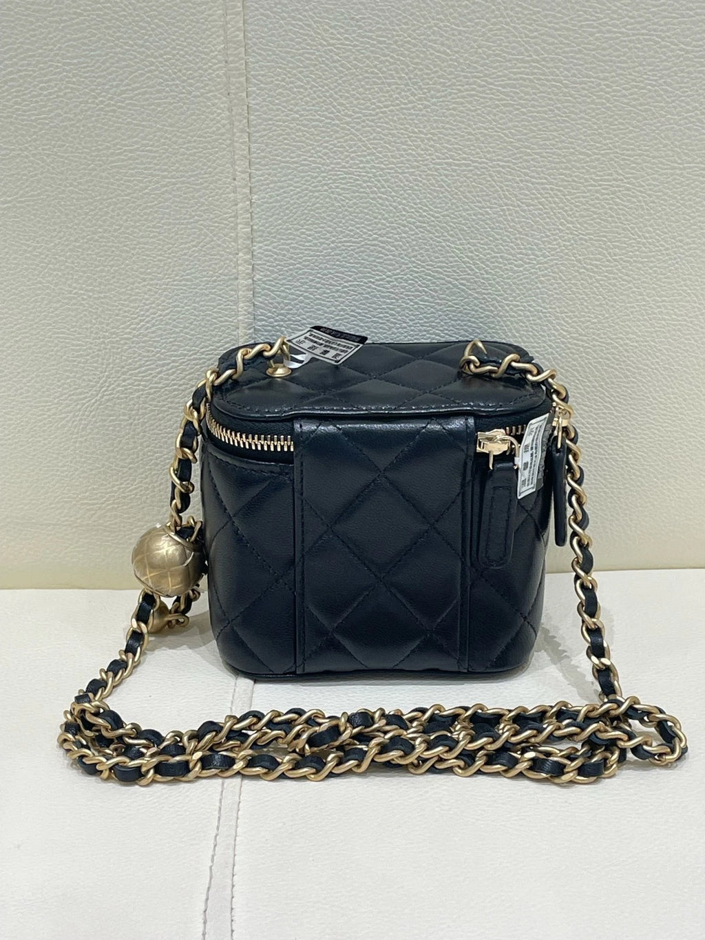 CHANEL Black Lambskin Gold Ball Mini Box Crossbody Bag For Women