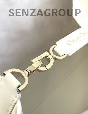 Dior Toujours Dioramour Cannage Quilted Handbag White Gold Classic Women