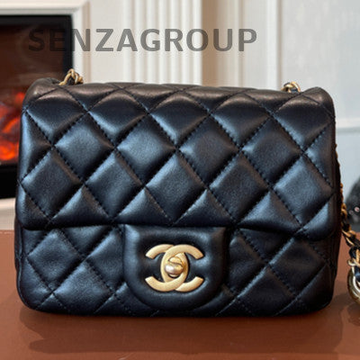 Chanel Classic Flap Black Gold Lambskin Chain Shoulder Crossbody Bag