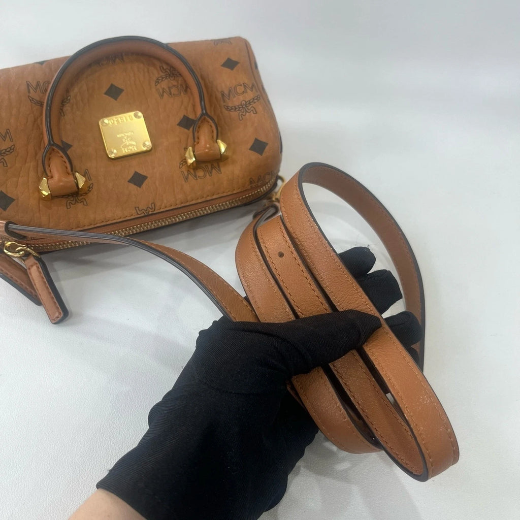 MCM Women Canvas Boston Top Handle Handbag