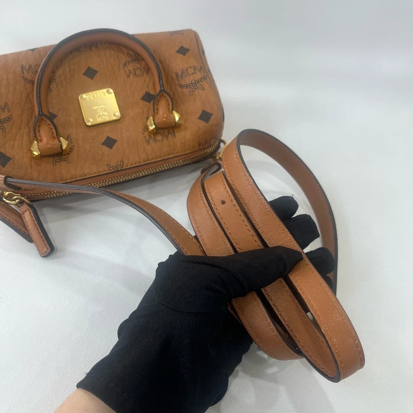 MCM Women Canvas Boston Top Handle Handbag