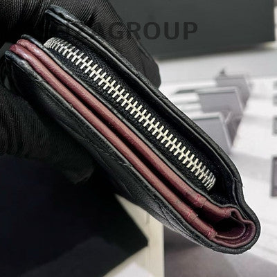 Chanel Black Silver Lambskin Quilted Wallet on Chain WOC