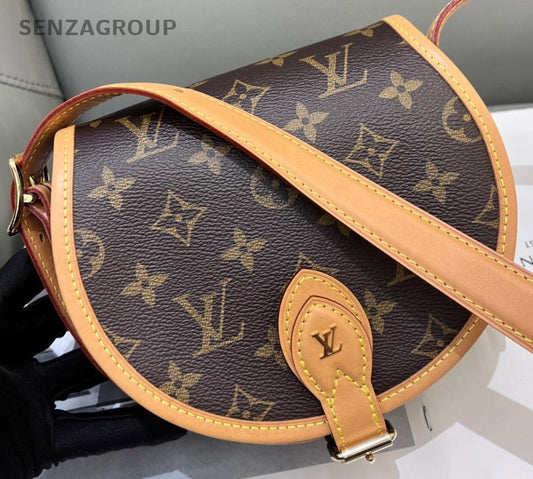 Louis Vuitton Monogram Tambourine Shoulder Bag Crossbody Brown Gold Women