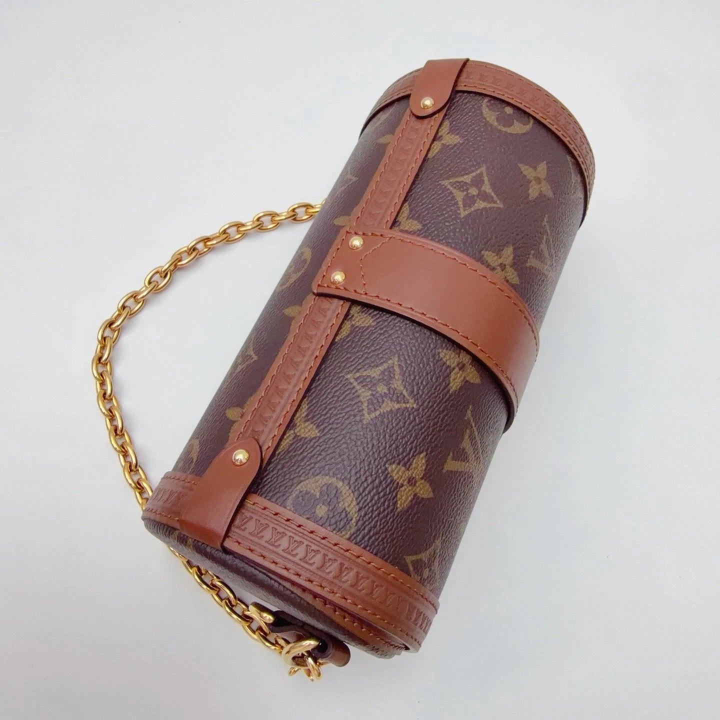 Louis Vuitton Papillon Trunk Chain Shoulder Crossbody Bag Brown Women