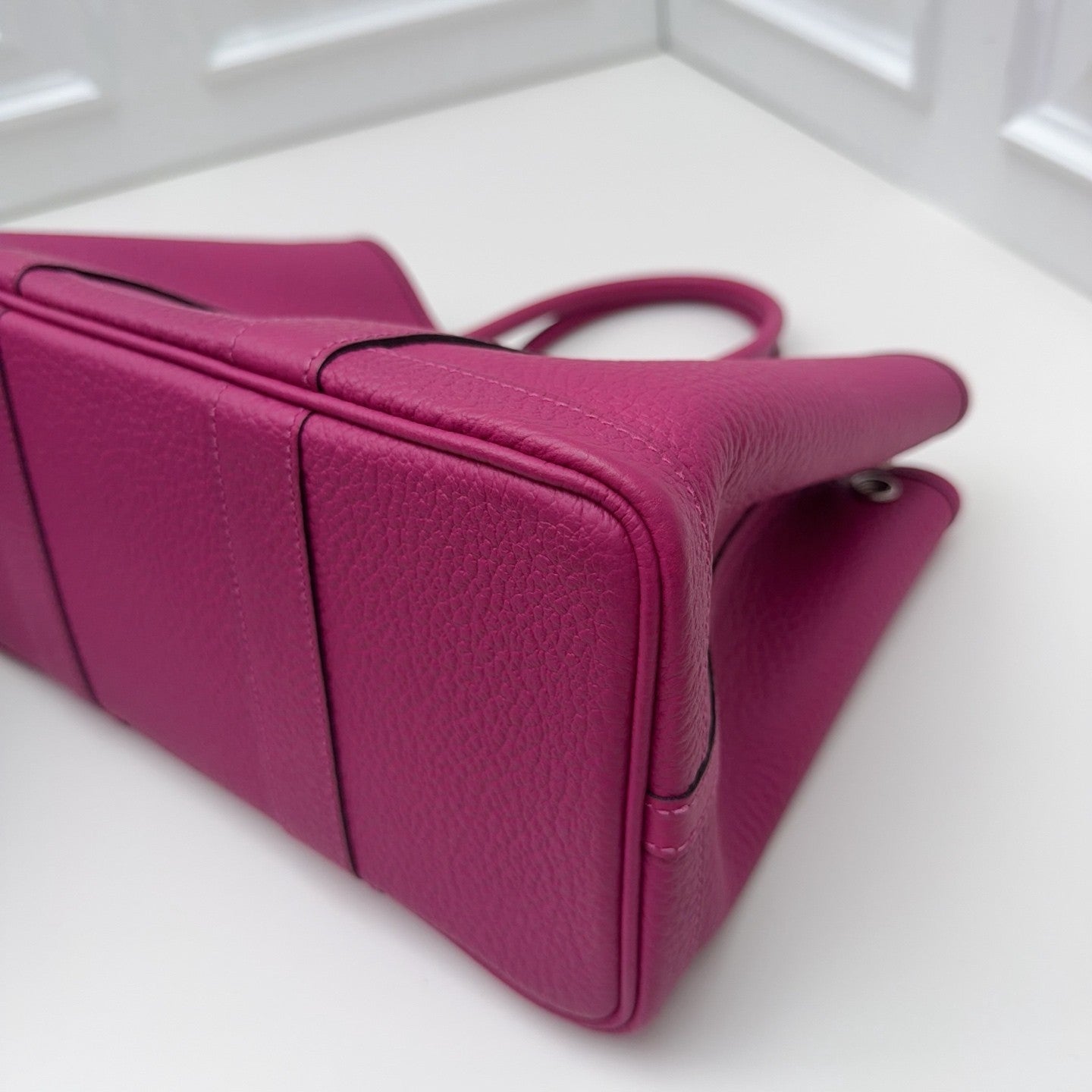 Hermes Garden Party30 Top Handle Bag Purple Silver Used Women Classic