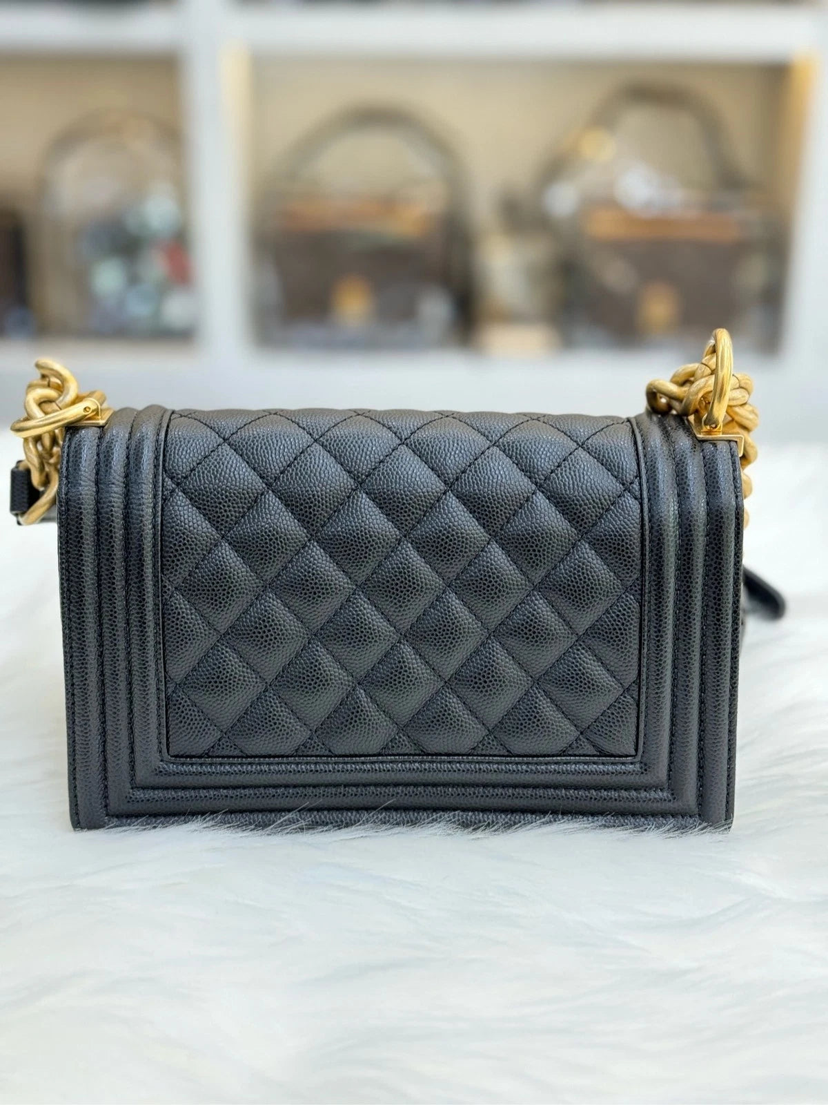 CHANEL LeBoy Small Black Gold Calfskin Shoulder Crossbody Bag For Women