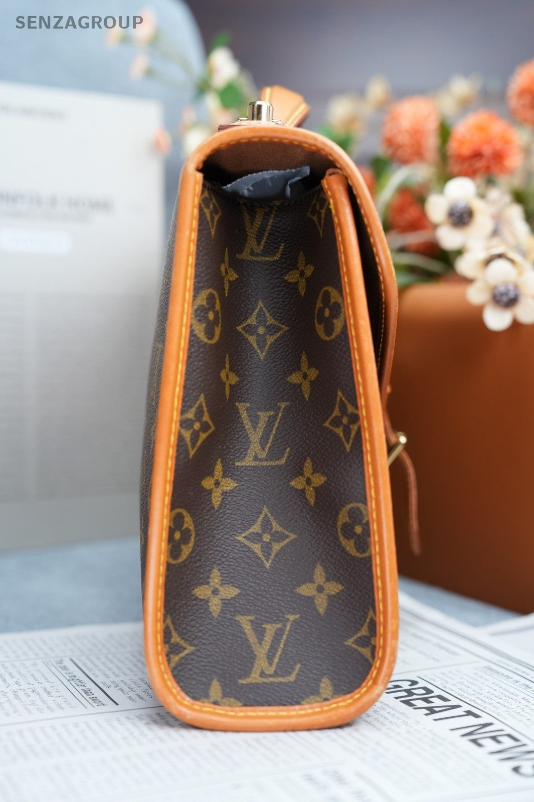 Louis Vuitton Bel Air PM Monogram Leather Handbag Shoulder Bag Women Brown