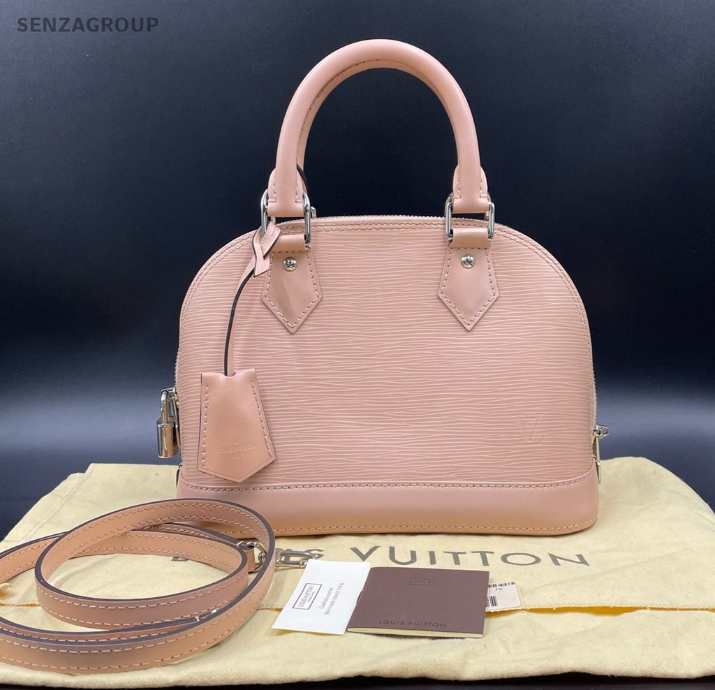 Louis Vuitton Alma BB Epi Top Handle Bag Crossbody Pink Silver Women Classic