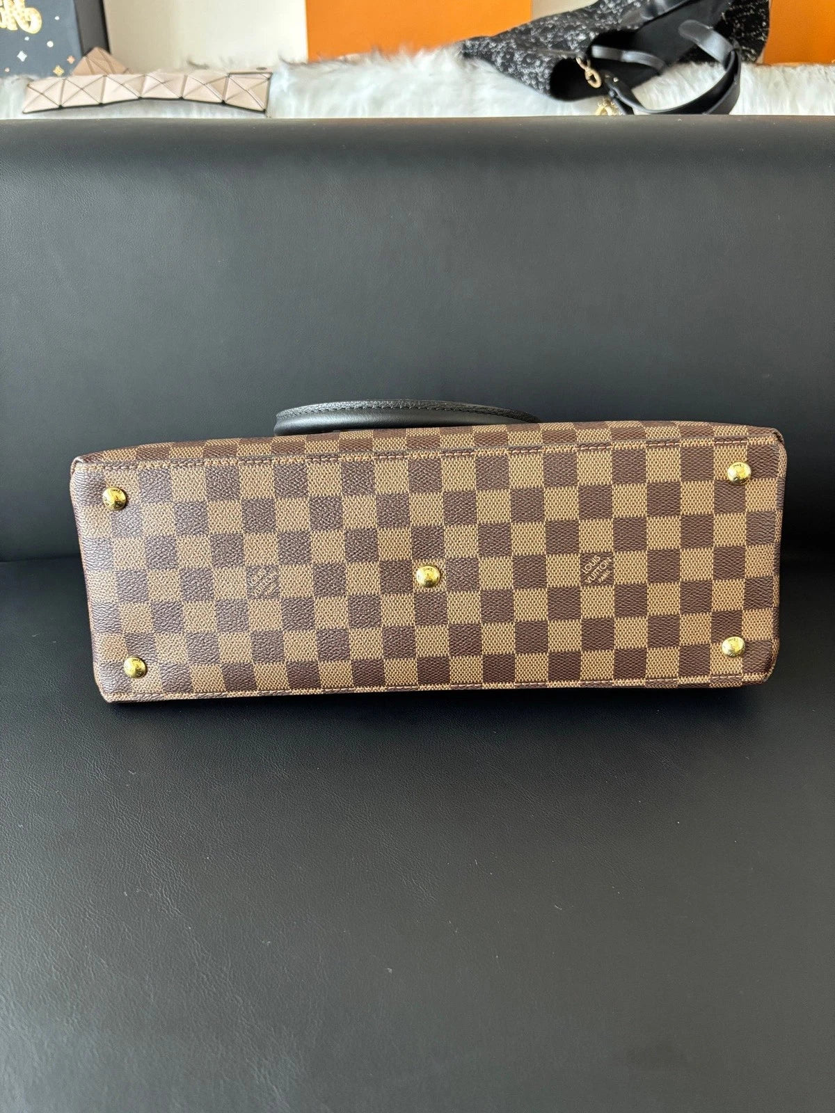 Louis Vuitton Riverside Damier Ebene Tote Top Handle Crossbody Bag Women