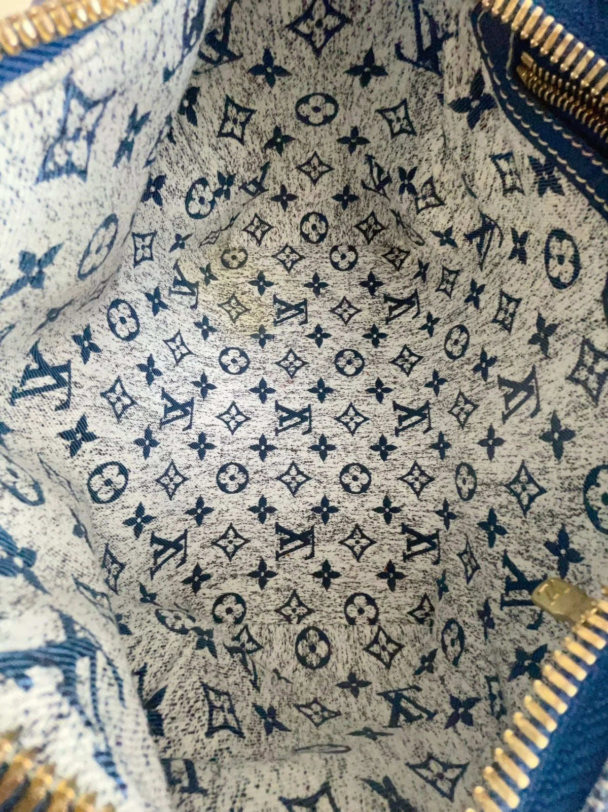 Louis Vuitton Speedy25 Denim Monogram Tote Top Handle Bag Shoulder Women