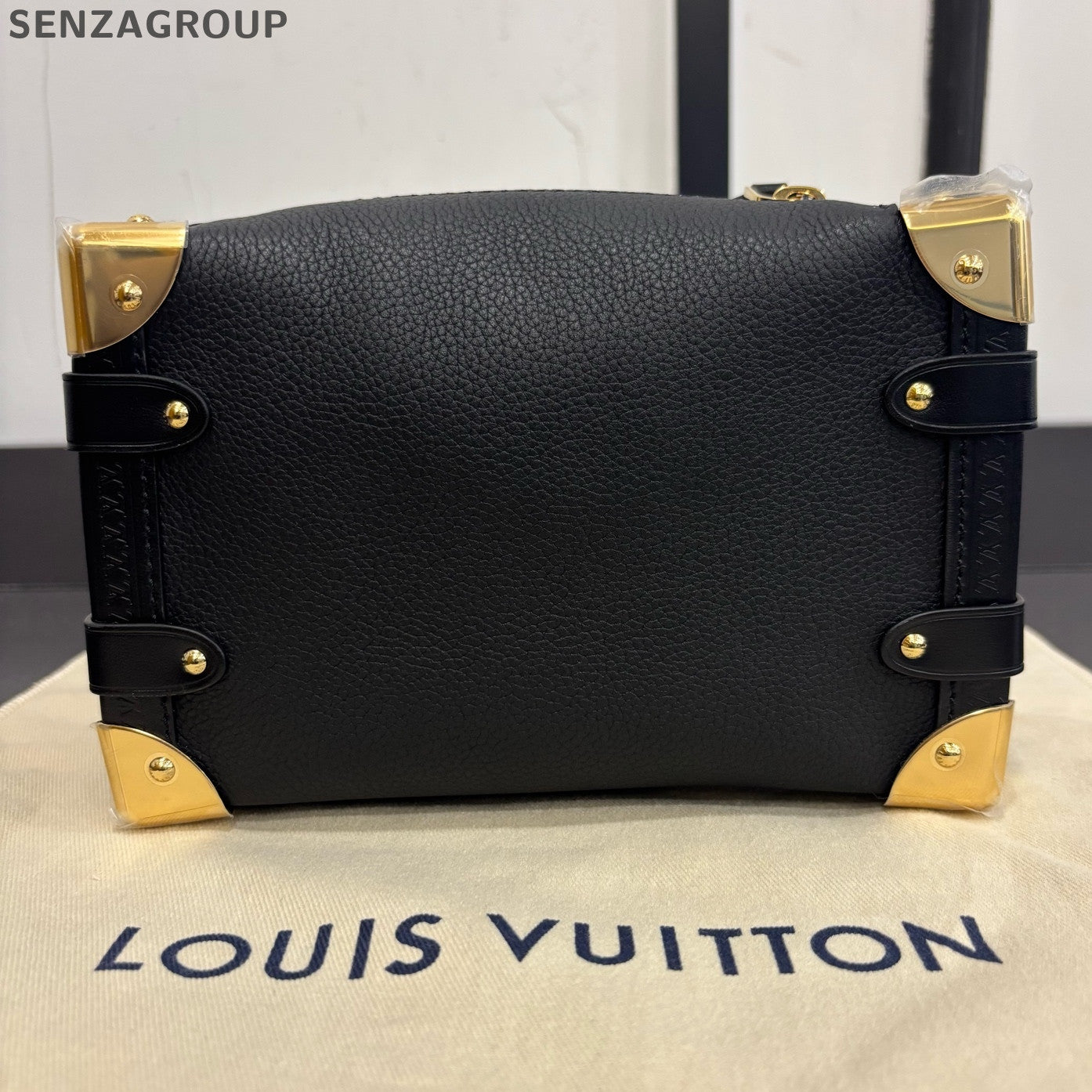 Louis Vuitton Trunk Side Soft Box Bag Small Black Gold Shoulder Crossbody
