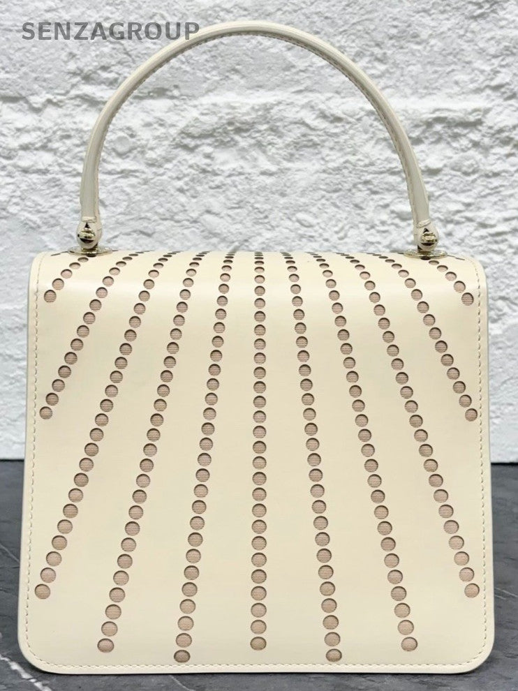 BVLGARI Serpenti Forever Calfskin Top Handle Shoulder Bag Ivory Women Classic