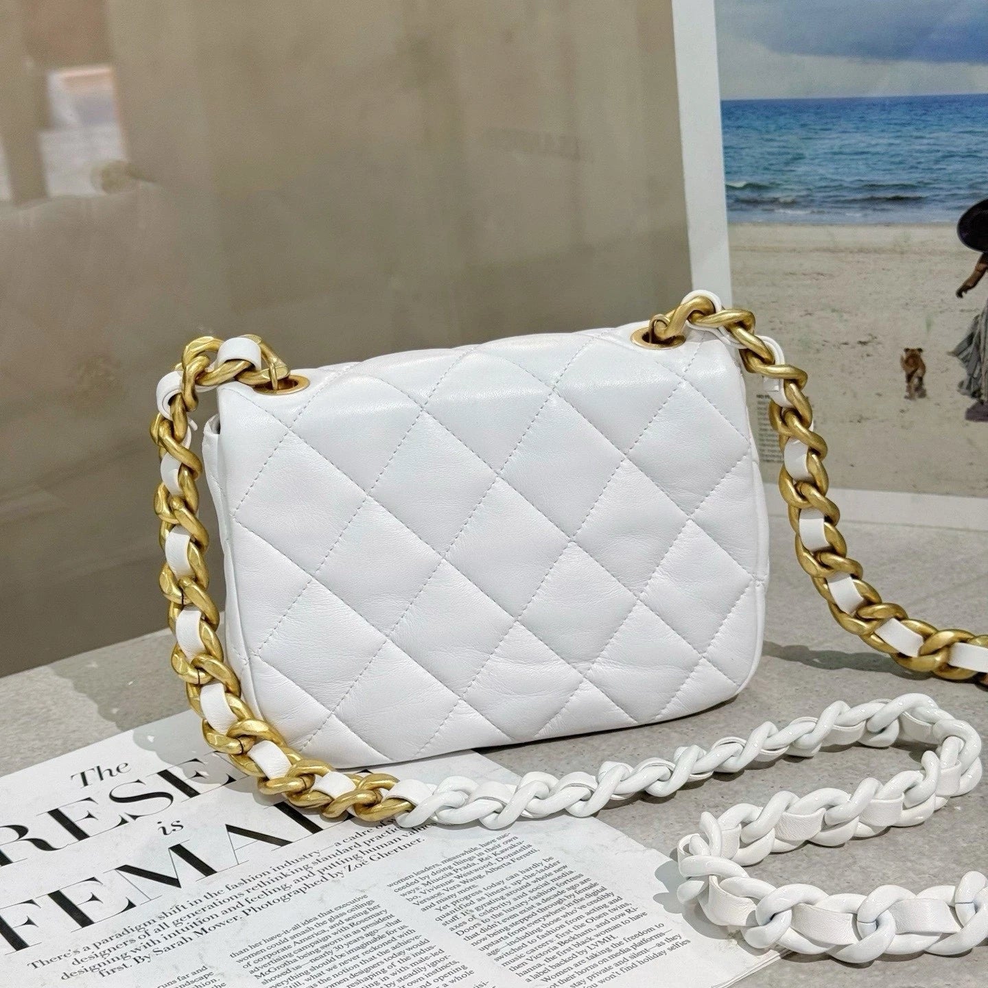 CHANEL White Mini Square Crossbody Bag For Women