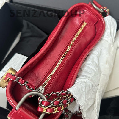 Chanel Gabrielle Small Red Quilted Bag Gold Hardware