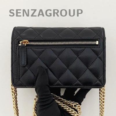 Chanel Black Gold Lambskin Charm Chain Shoulder Crossbody Bag