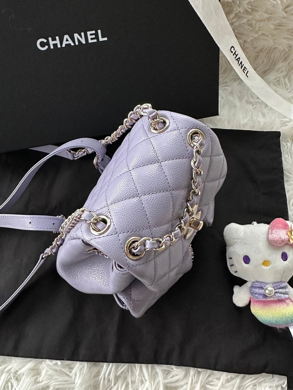 CHANEL Purple Leather Small Duma Backpack For Women