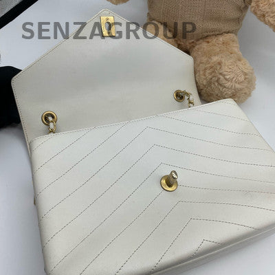 Chanel Messenger Bag White Gold Chain Shoulder Bag Women's Classic