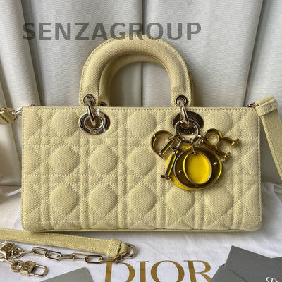 Dior Lady D-Joy Medium Yellow Cannage Handbag Shoulder Bag