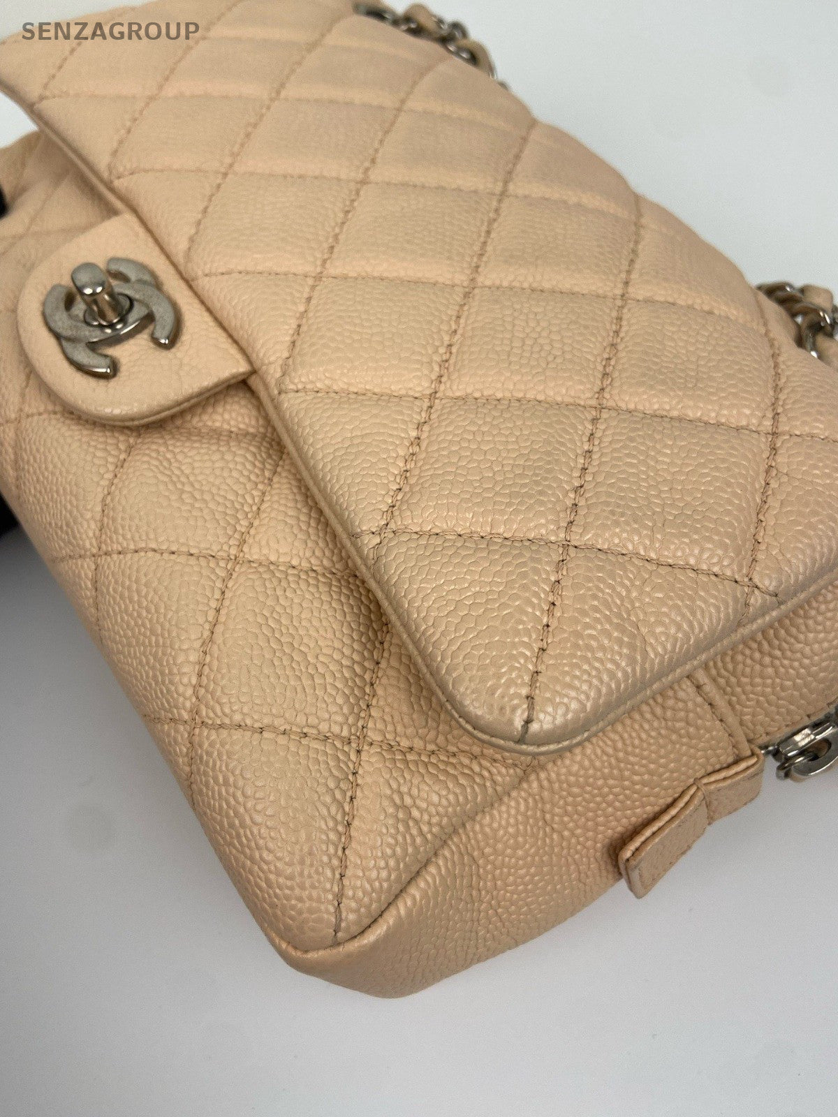 Chanel Classic Flap Easycoco Chain Shoulder Bag Crossbody Beige Silver Women