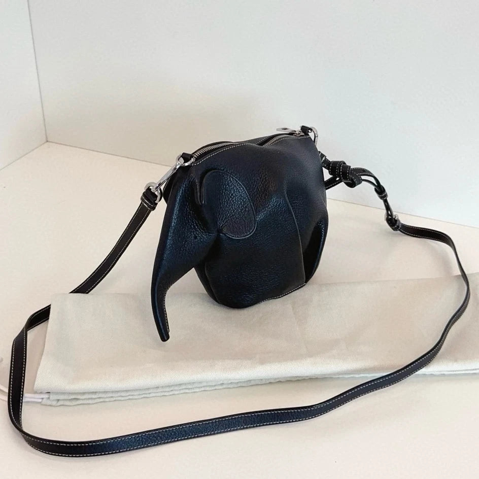 Loewe Calfskin 2Way Shoulder Crossbody Black Silver Women Classic