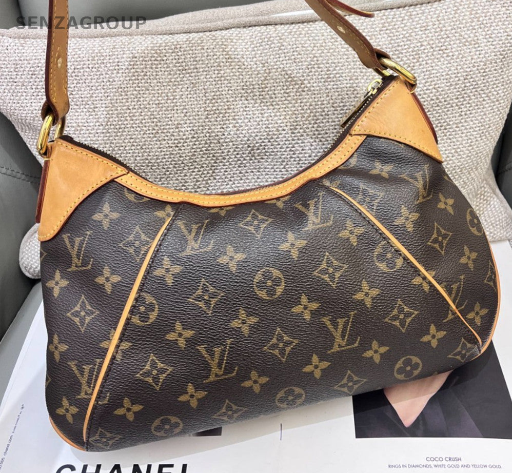 Louis Vuitton Thames PM Monogram Shoulder Bag Brown Gold Women Classic