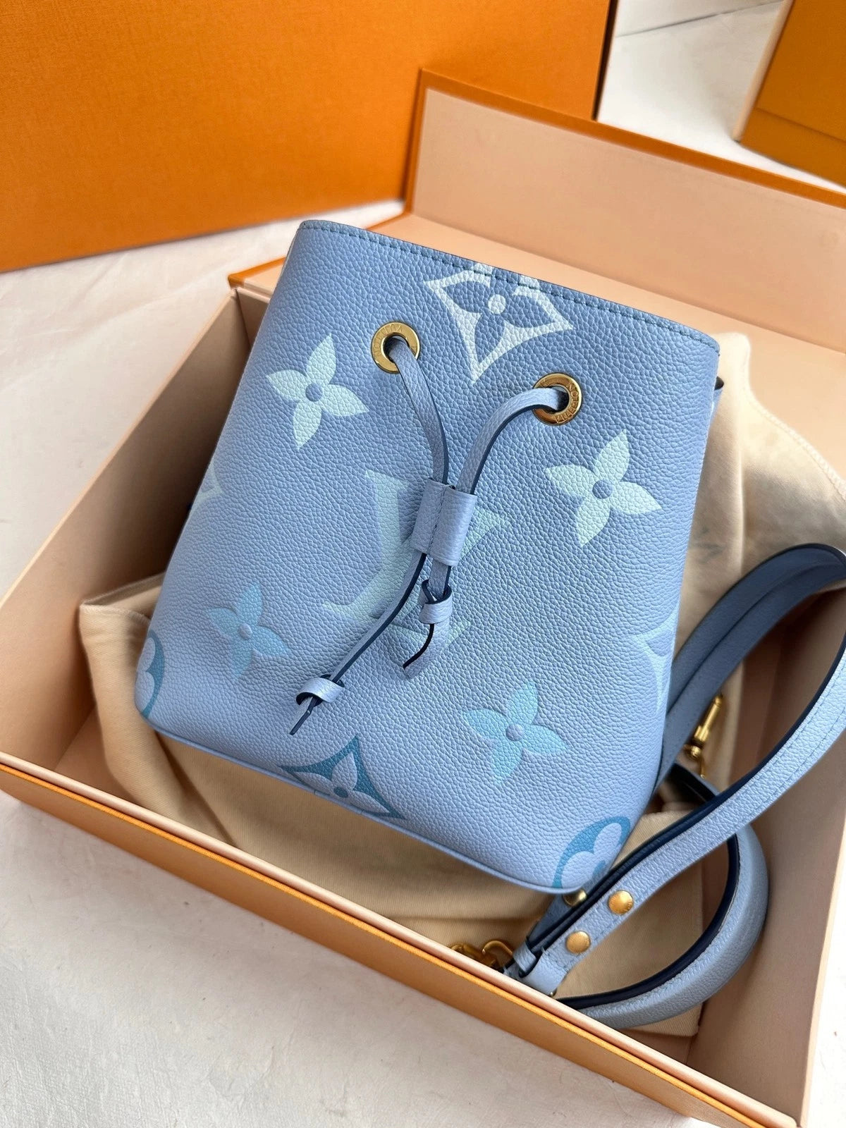 Louis Vuitton Neo Noe BB Blue Bucket Bag For Women