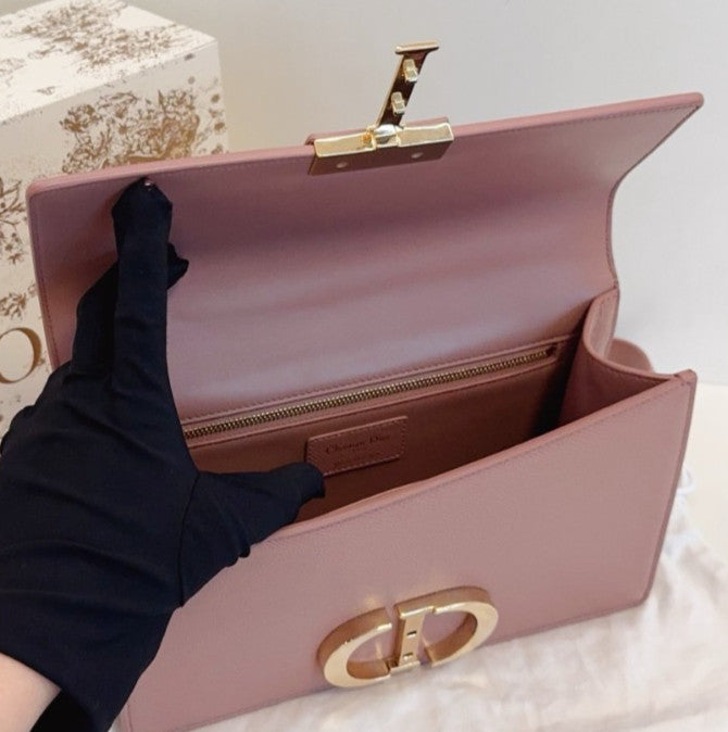 Christian Dior Montaigne MM Chain Shoulder Bag Pink Gold Used Women Classic