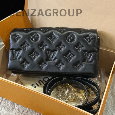 Louis Vuitton Pochette Coussin Calfskin Black Gold Chain Shoulder Bag