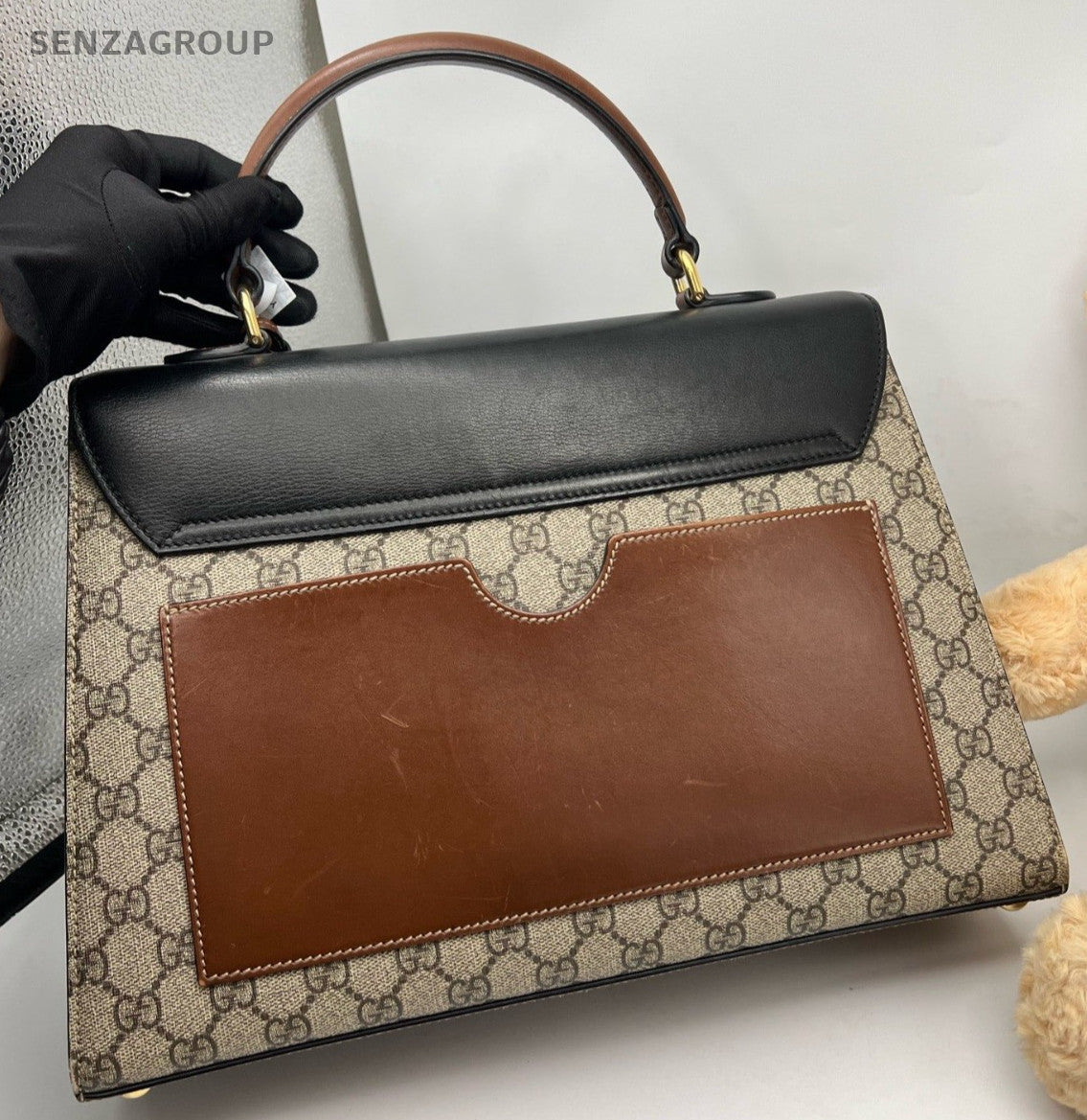Gucci Padlock GM Top Handle Bag Crossbody Brown Gold Women Classic Fashion