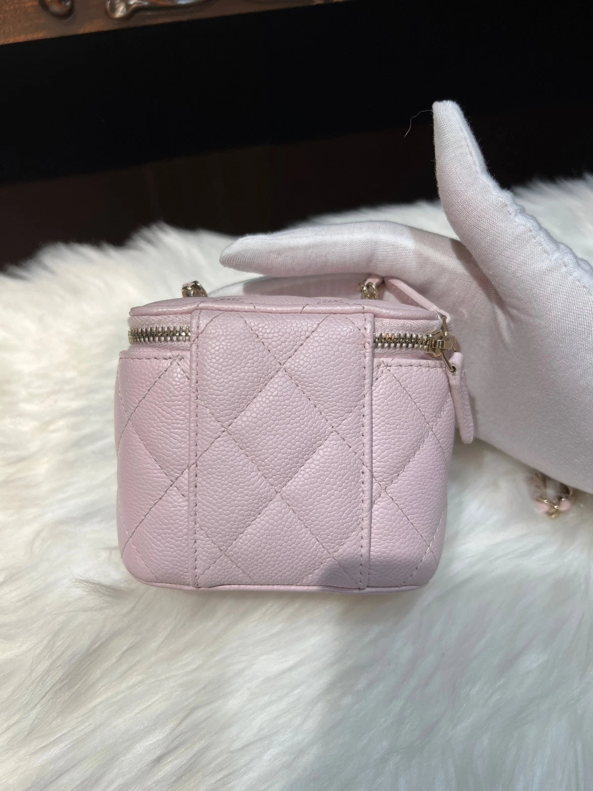 CHANEL Calfskin Sakura Pink Small Box Crossbody Bag For Women