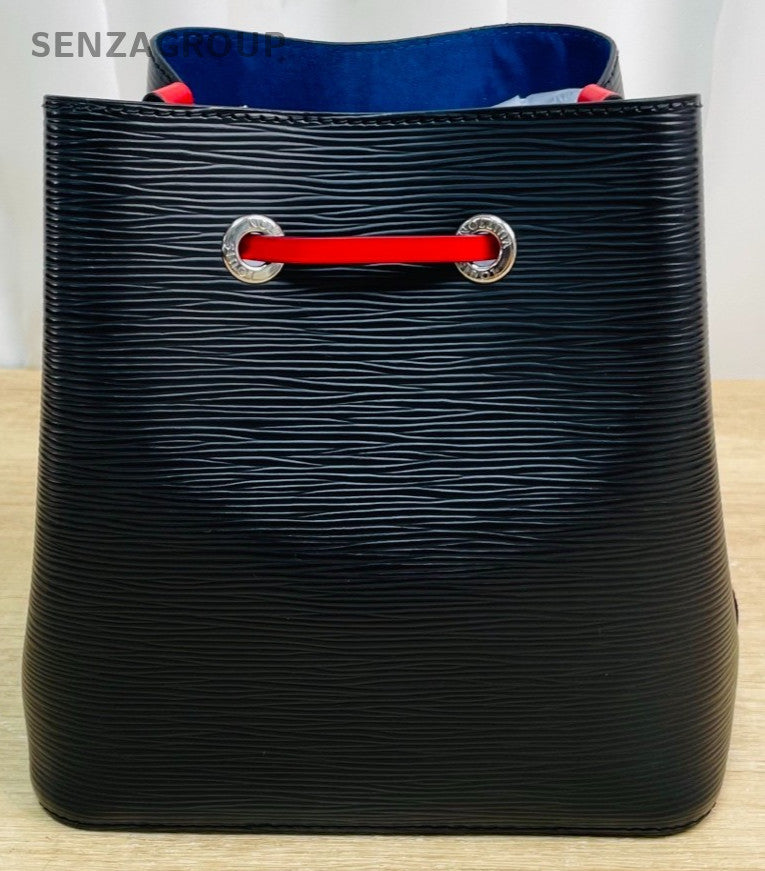 Louis Vuitton Epi Calfskin Bucket Handbag Crossbody Black Blue Women Classic