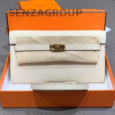 Hermès Kelly To Go Bag White Gold Epsom Leather Shoulder Clutch