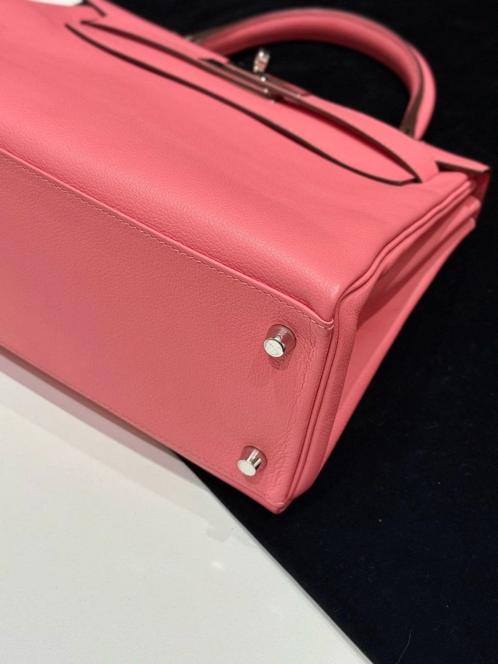 Hermes Kelly28 Top Handle Crossbody Pink Silver Women Fashion Classic