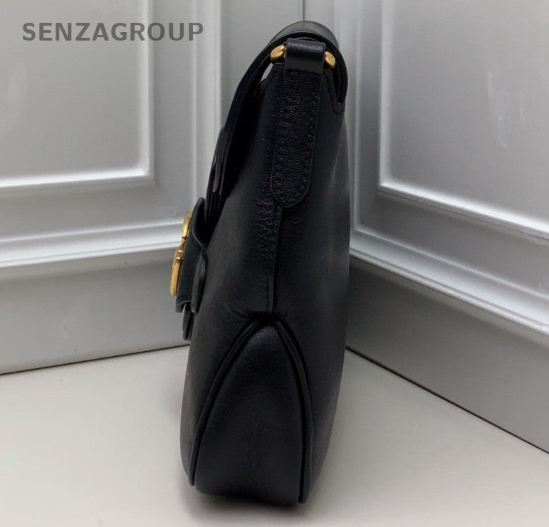 Gucci GG Marmont 2Way Shoulder Bag Crossbody Black Gold Women Classic
