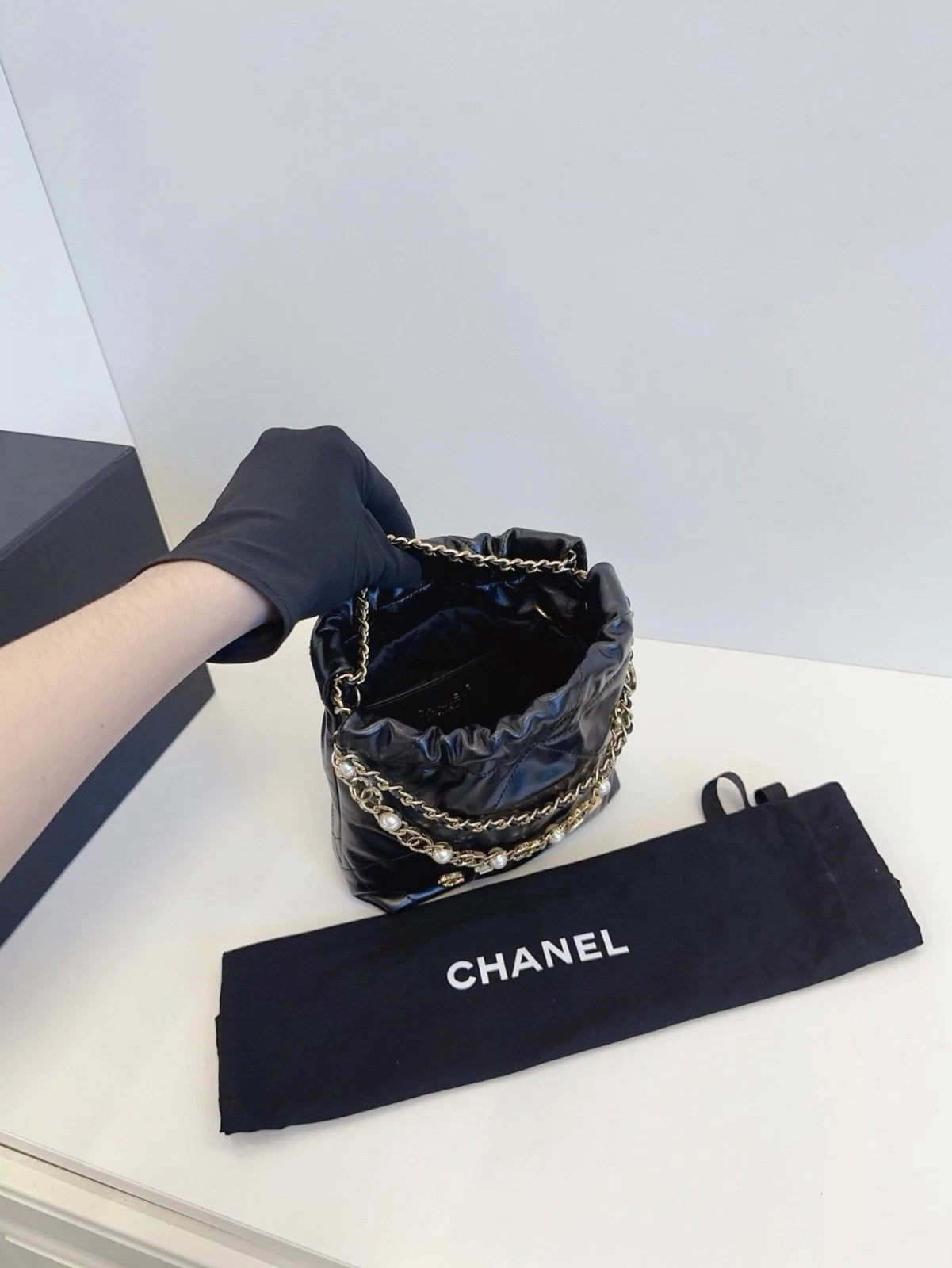 Chanel Mini Trash Bag Calfskin Handbag Crossbody Bag Black