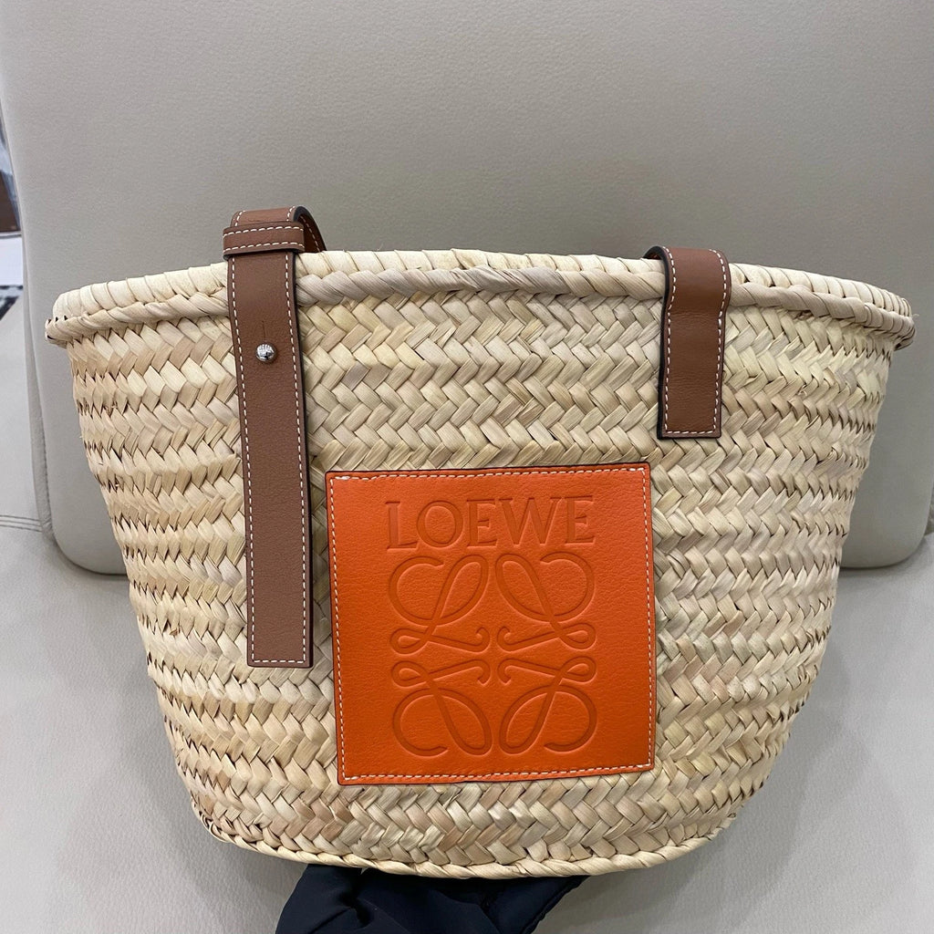 Loewe Medium Woven Straw Tote Shoulder Bag For Women