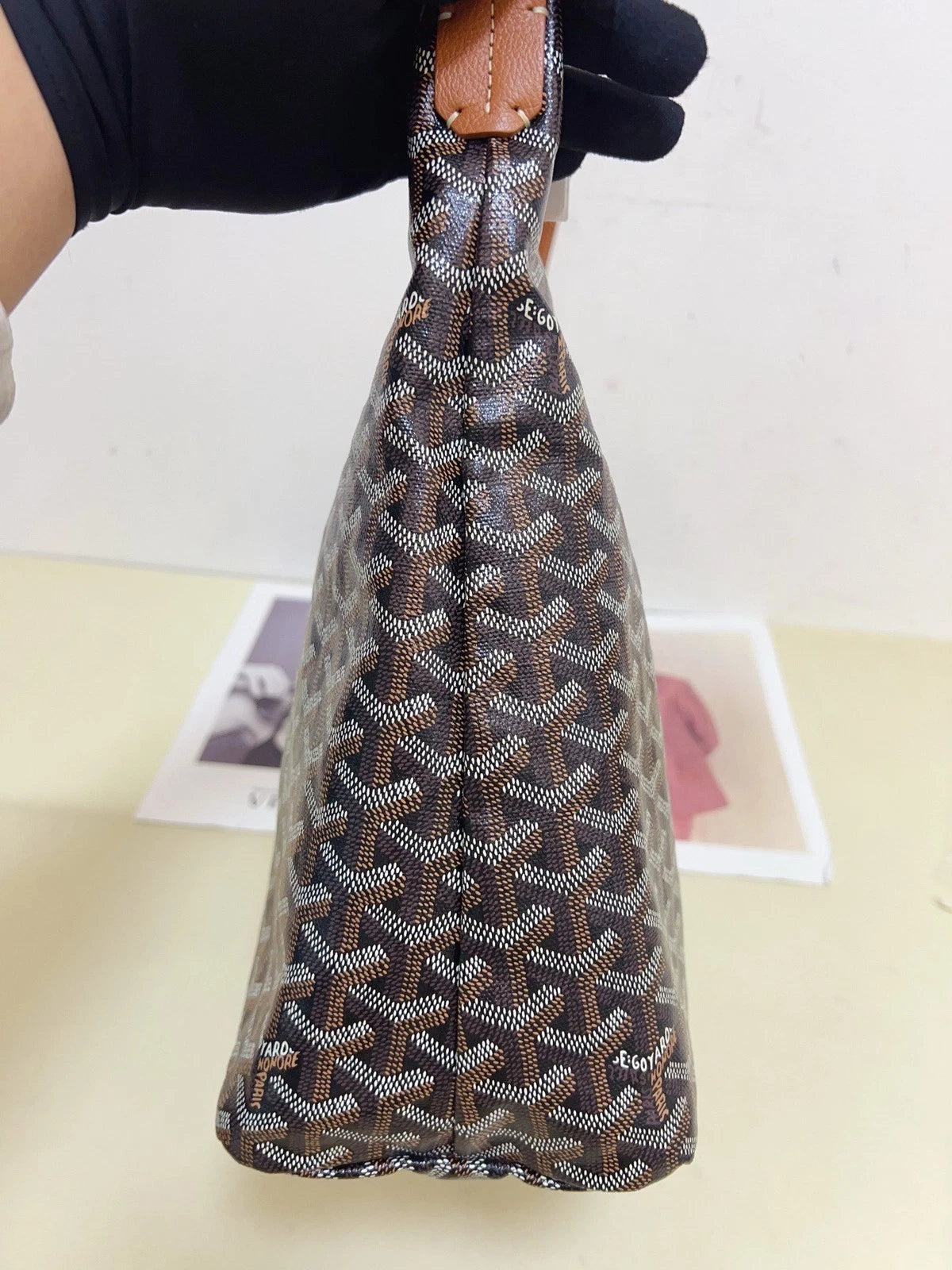 Goyard Bohème Hobo Canvas Calfskin Shoulder Bag Brown Silver Women Classic