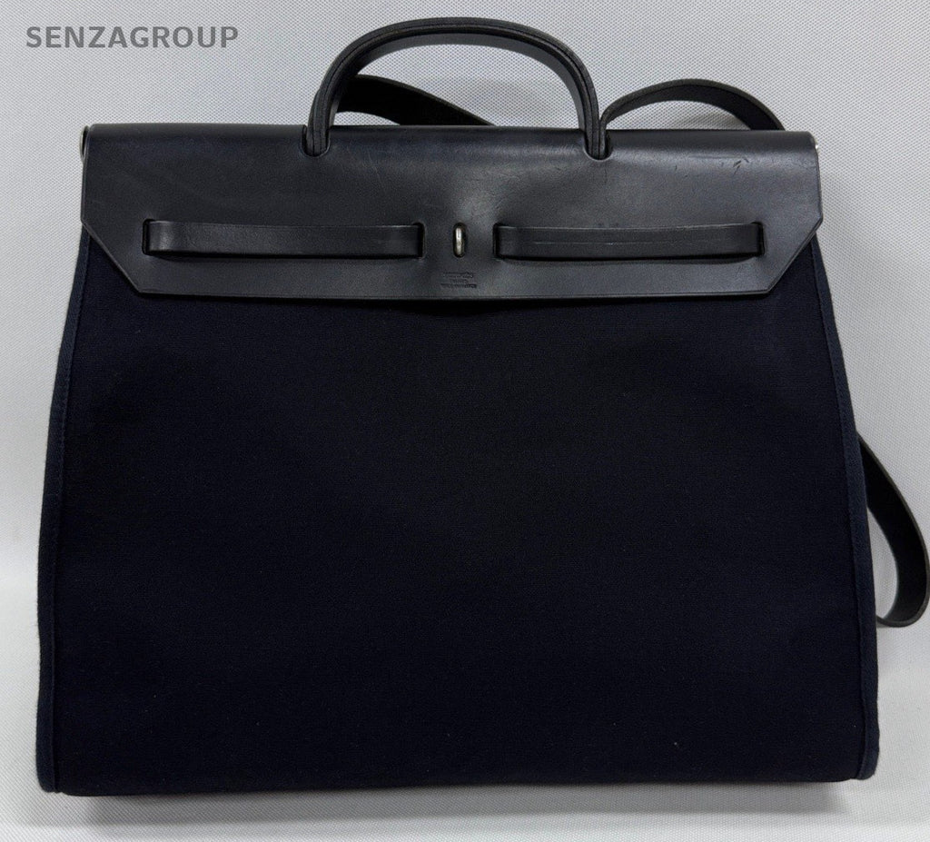 Hermes Herbag Vintage Shoulder Bag Black Silver Used Women Classic
