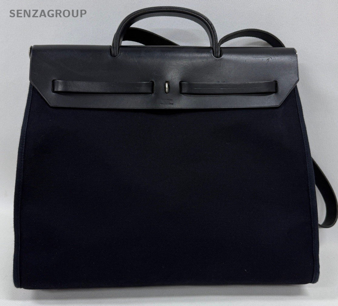 Hermes Herbag Vintage Shoulder Bag Black Silver Used Women Classic
