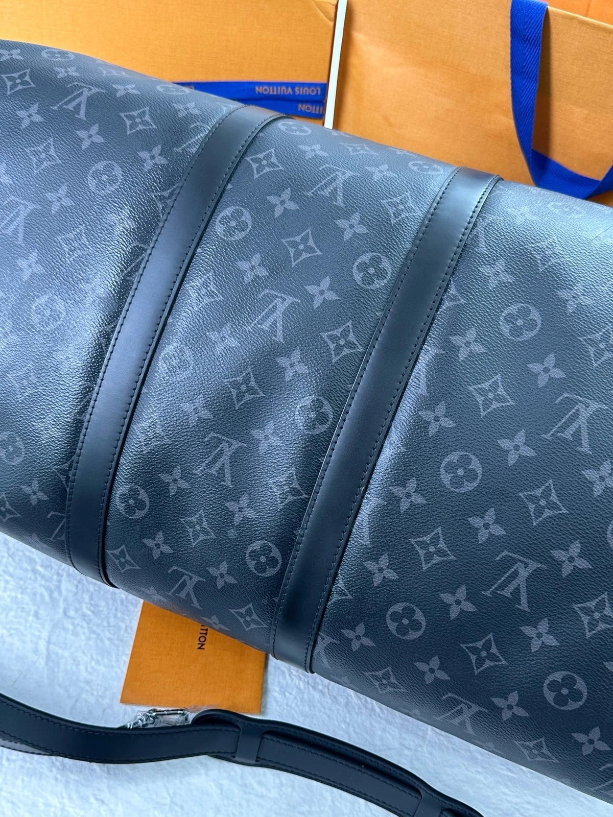 Louis Vuitton Black Canvas Keepall55 Travel Bag For Women