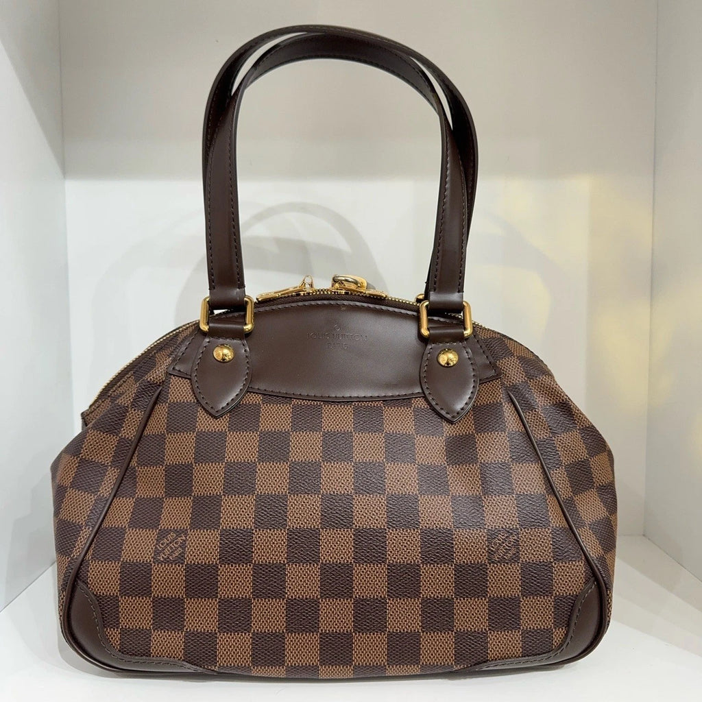 Louis Vuitton Logo Embossed Brown Leather Mini Dumpling Handbag For Women
