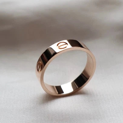 Excellent Cartier Love Classic Ring 18k Rose/Pink Gold Band Ring EU61/US9.5
