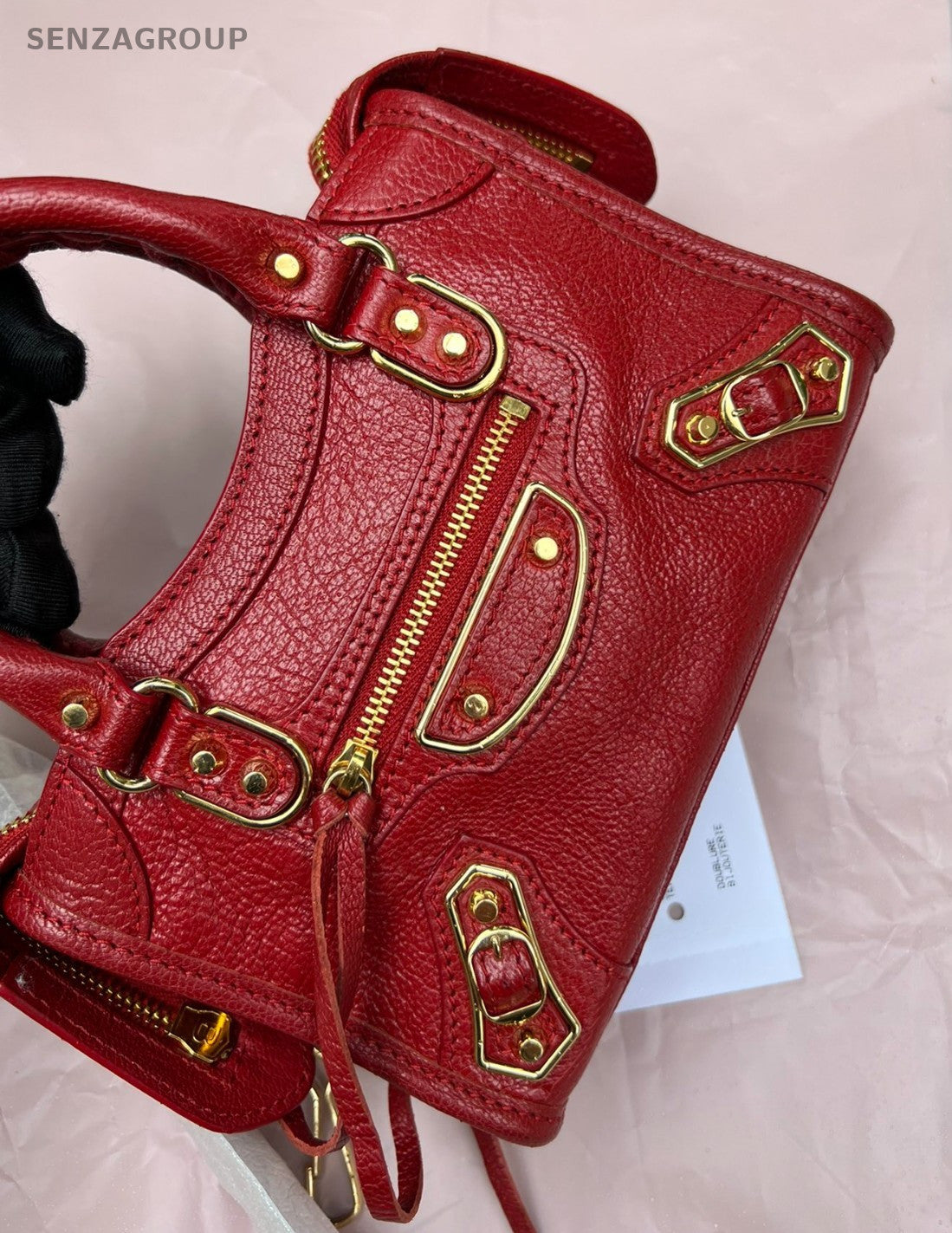Balenciaga City mini Top Handle 2way Shoulder Handbag Red Gold Women