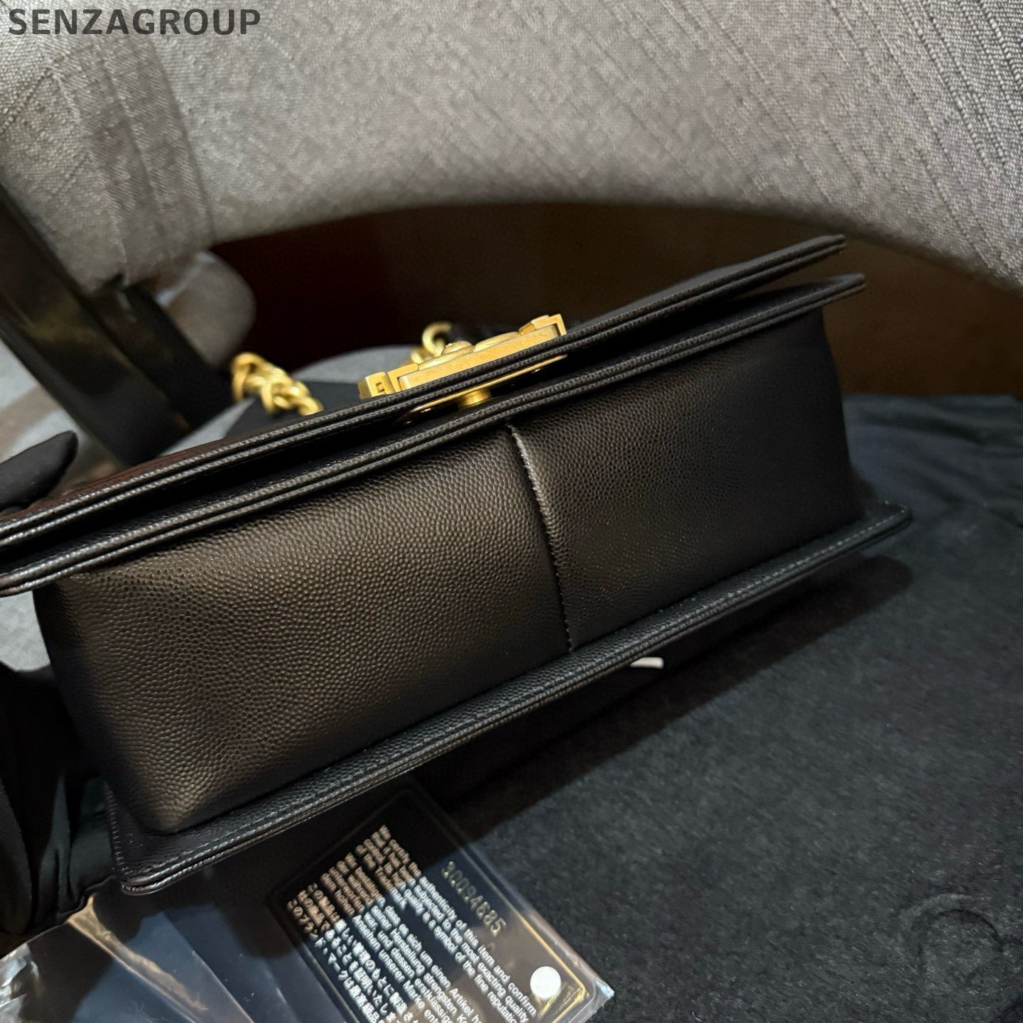 Chanel Black Gold Medium Le Boy Quilted Chain Shoulder Bag Classic