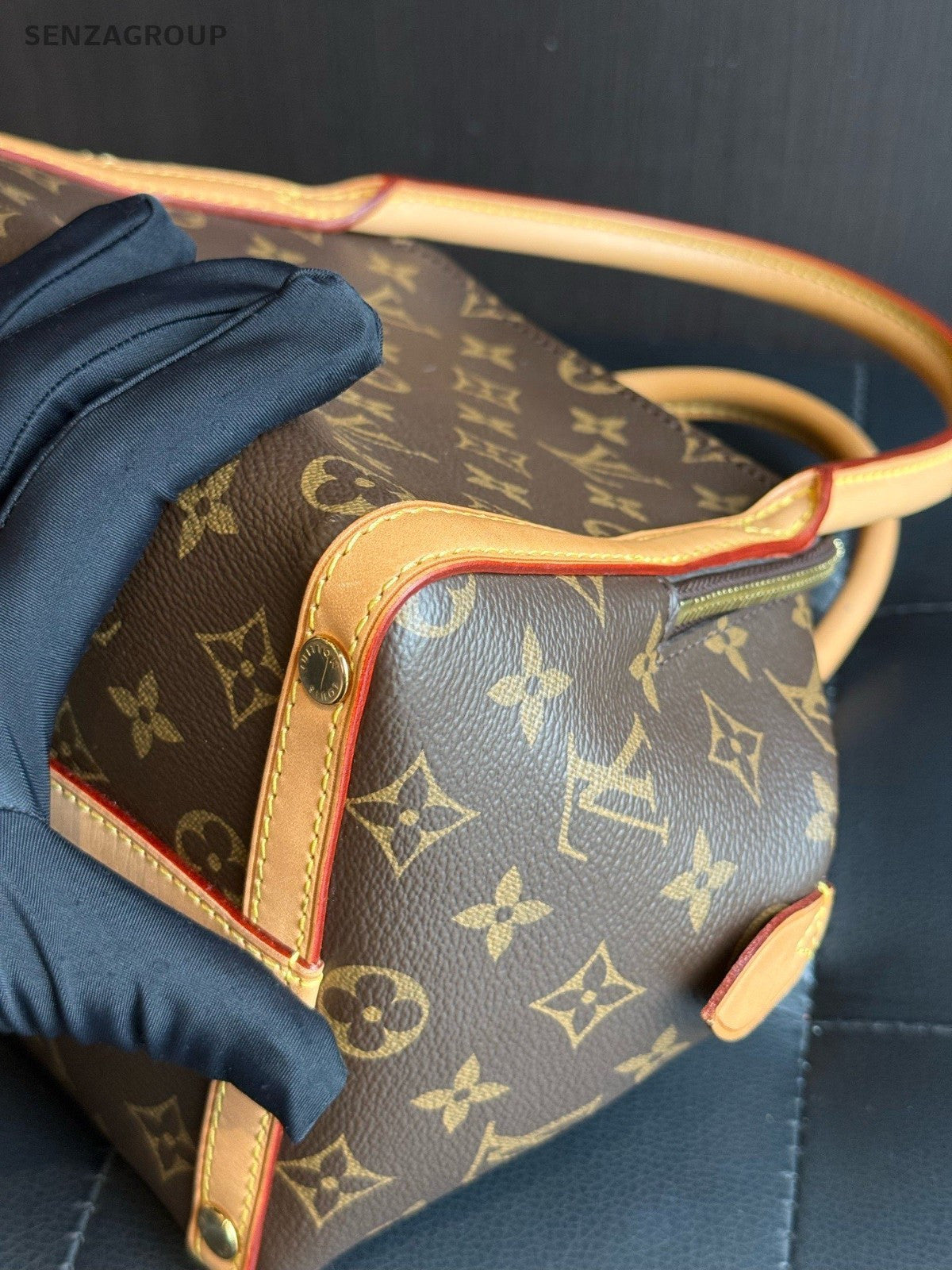 Louis Vuitton Lindy PM Monogram Top Handle Handbag Brown Women
