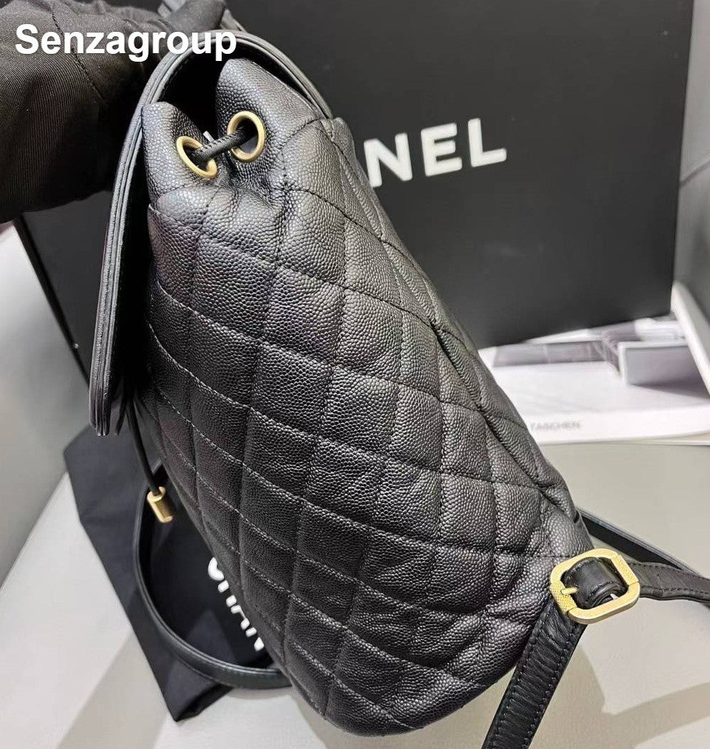 Chanel Vanity Case PM Backpack Black Gold Diamond Women Classic Fashion