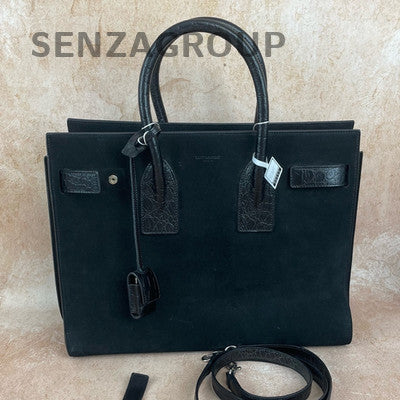 YSL Saint Laurent Sac de Jour Black Suede Handbag Shoulder Bag Women Classic
