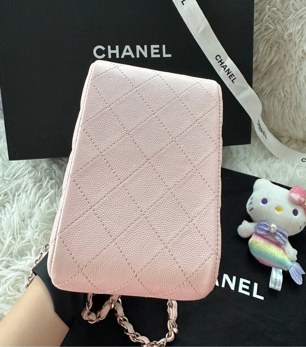 Chanel Light Pink Mini Tote Gold Hardware Leather Handbag For Women