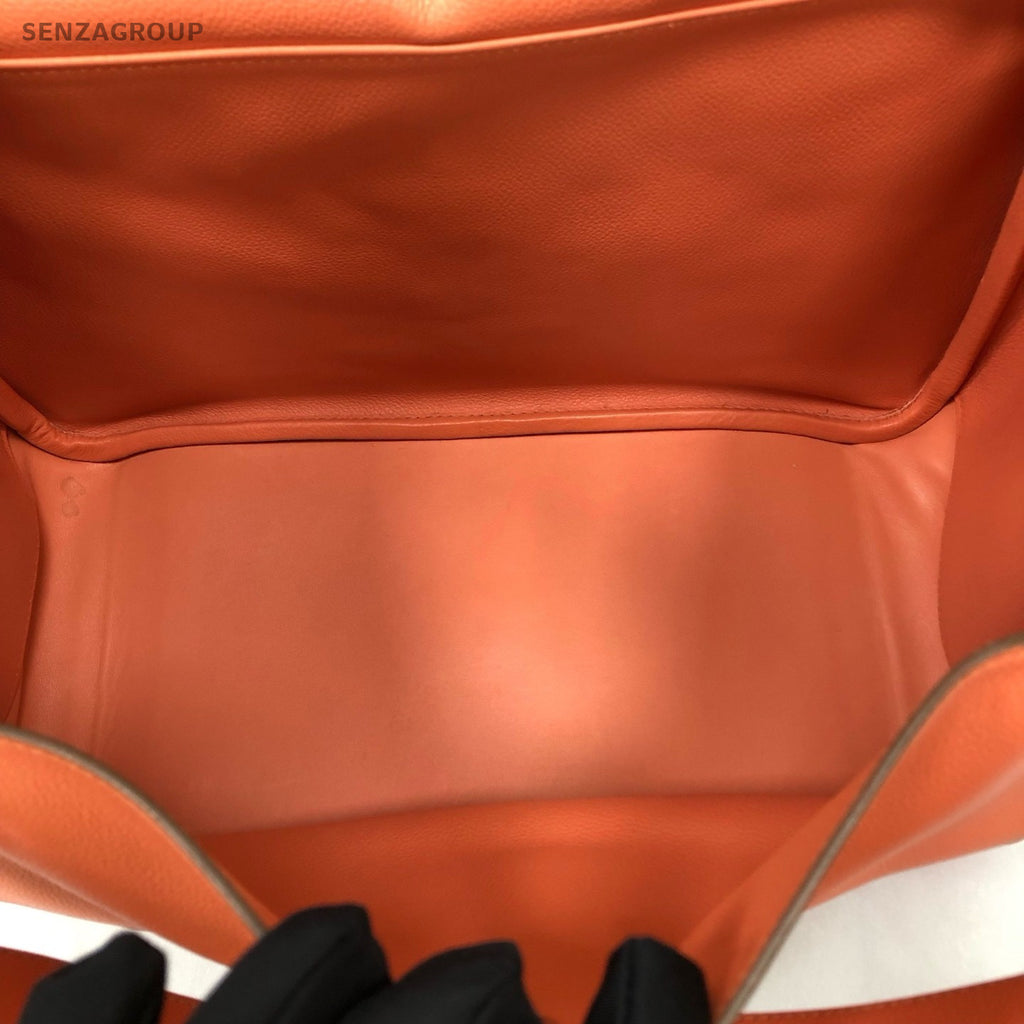 Hermes Lindy34 Top Handle Bag Crossbody Orange Used Women Classic Designer