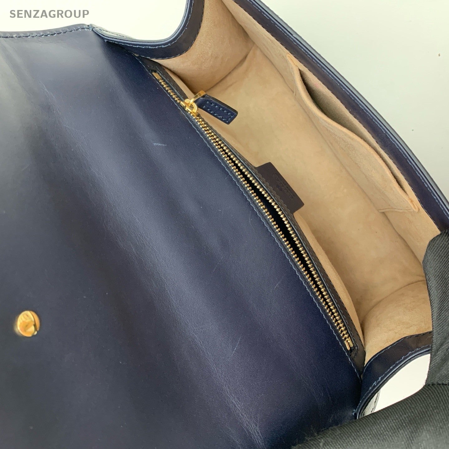 Gucci Sylvie Shoulder Bag Navy Gold Used Women Classic